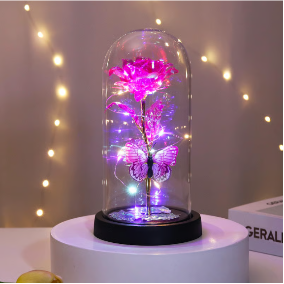 🏆Valentine's Day Special 49% off💥eternal Butterfly Rose Glass Dome Display With Led Light🦋🌹