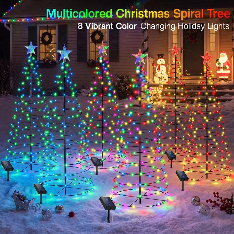 🔥 Christmas Sale | 47" Solar Spiral Christmas Tree Lights – 8 Modes, Color Changing & Foldable