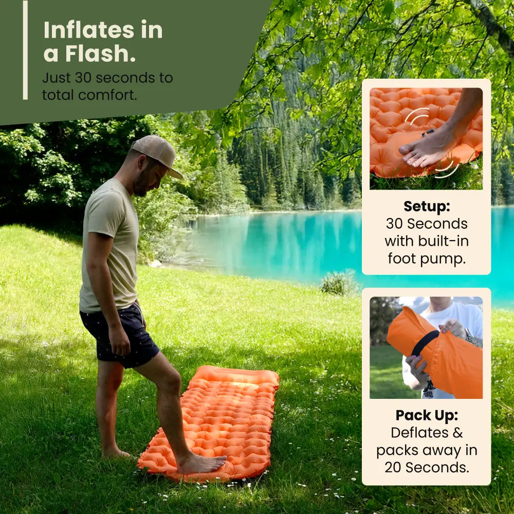 Inflatable Beach Mat with Built-In Pump