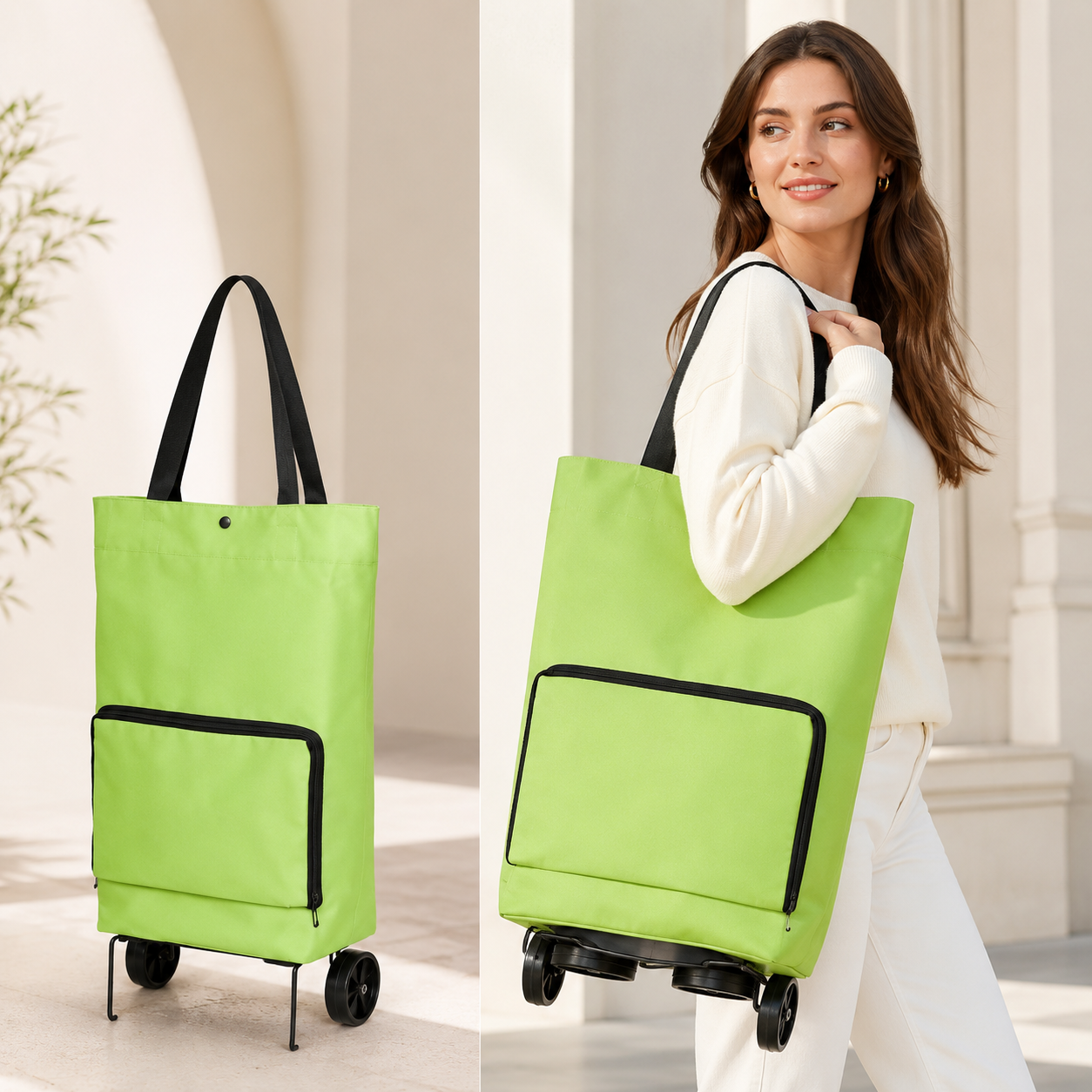 🔥Last Day Discount｜2-in-1 Foldable Shopping Trolley Bag