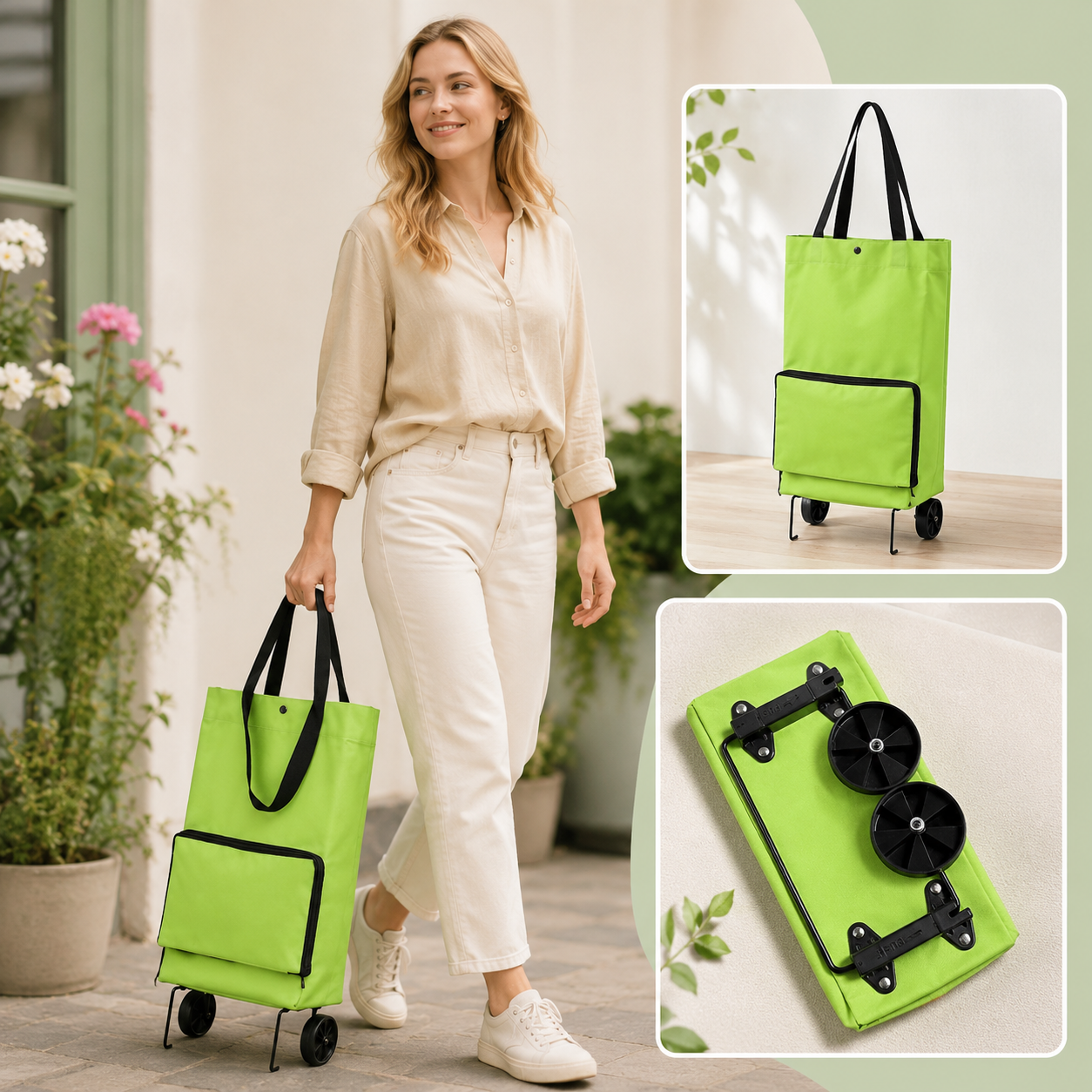 🔥Last Day Discount｜2-in-1 Foldable Shopping Trolley Bag