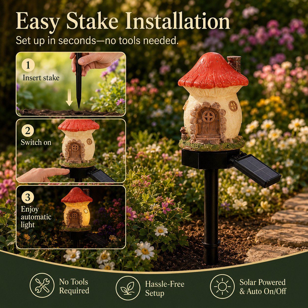 🔥LAST DAY DISCOUNT🔥 Magical Solar Mushroom Cottage Lights For Fairy Garden Decor