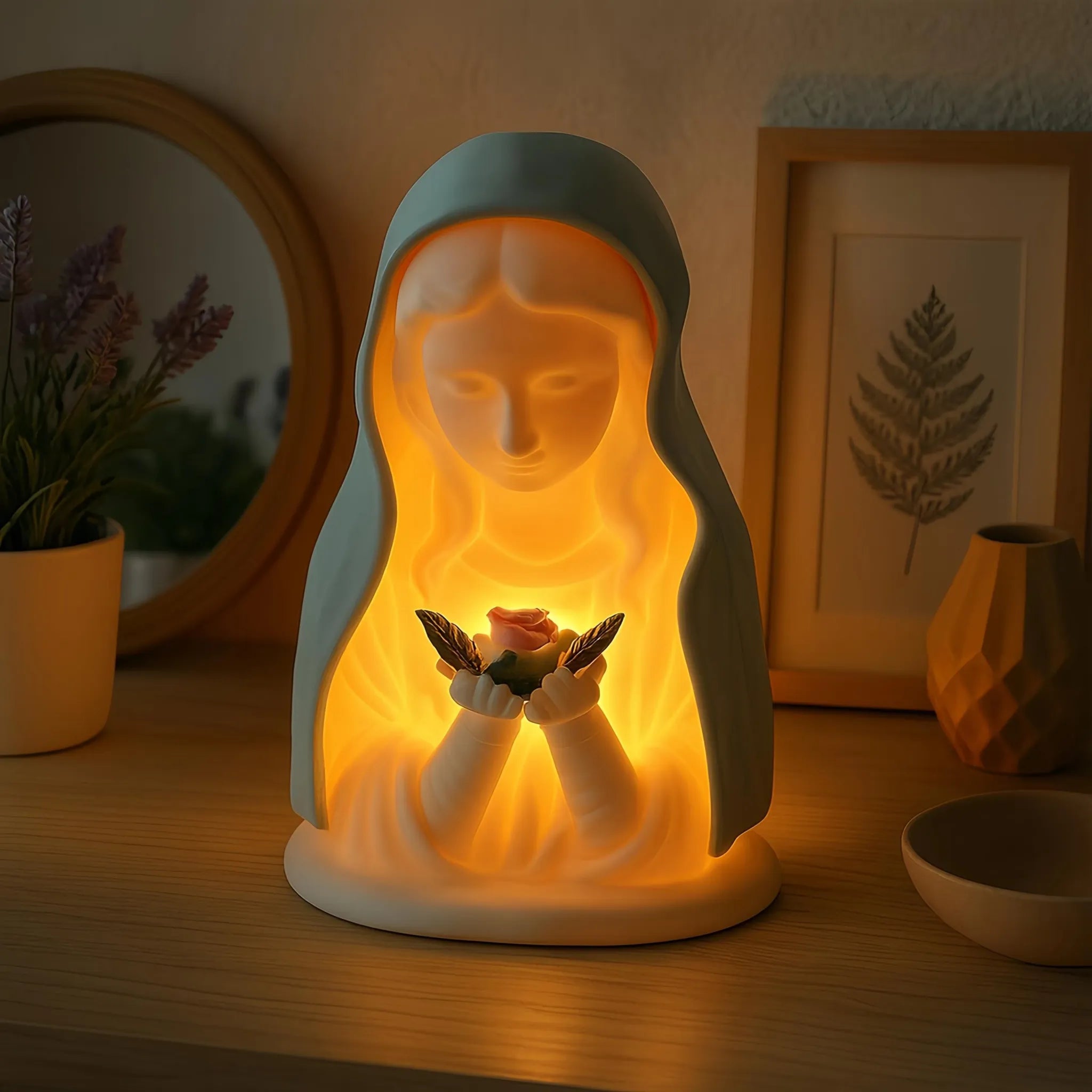 ✝️ Handmade Resin Virgin Mary Night Light – A Gentle Glow of Peace & Protection