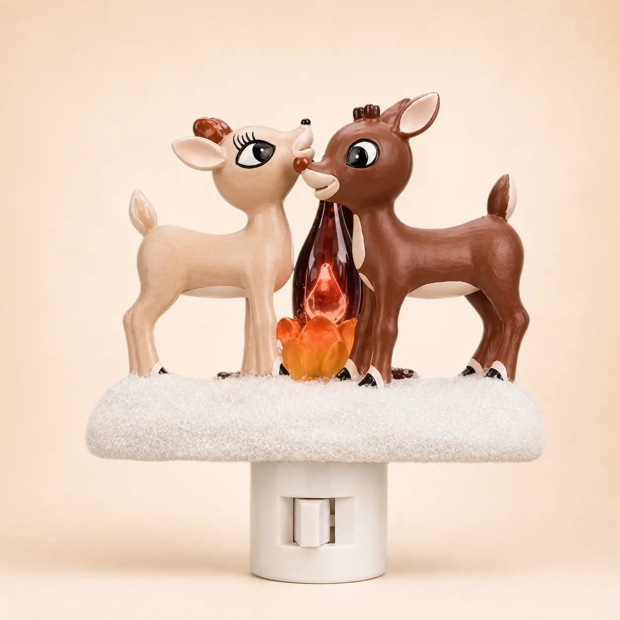 3D Flickering Campfire Plug-In Night Light, Halloween & Christmas Character LED Nightlight, Cute Indoor Holiday Decoration for Bedroom, Hallway and Gifts, Resin