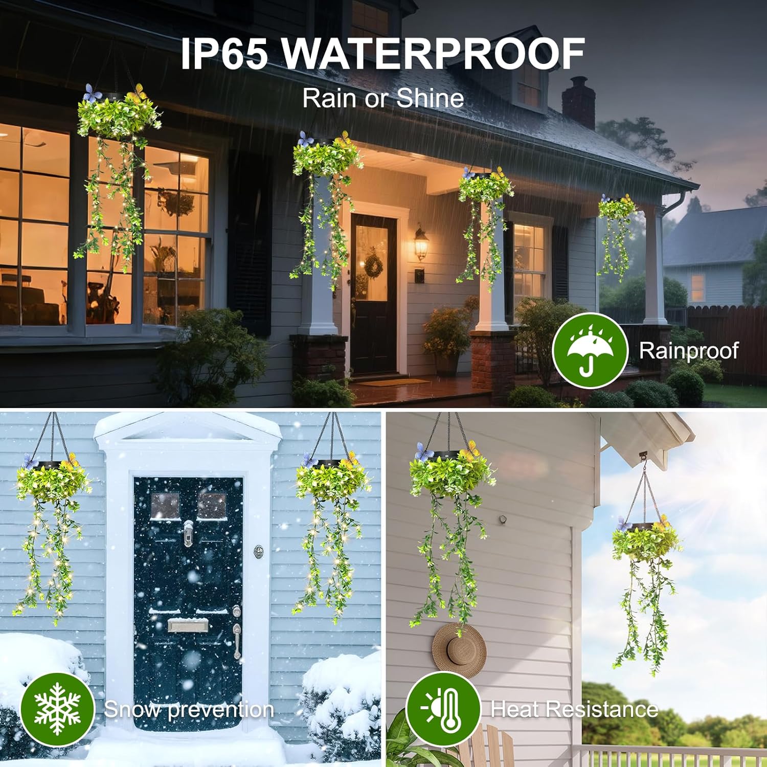 Realistic Flower Vine Solar Hanging Garden Lights