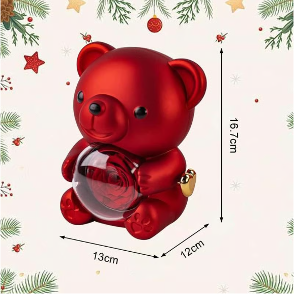 🎁hot Sale Promotion 49% Off🔥【necklace Included】cute Teddy Bear With Preserved Rose