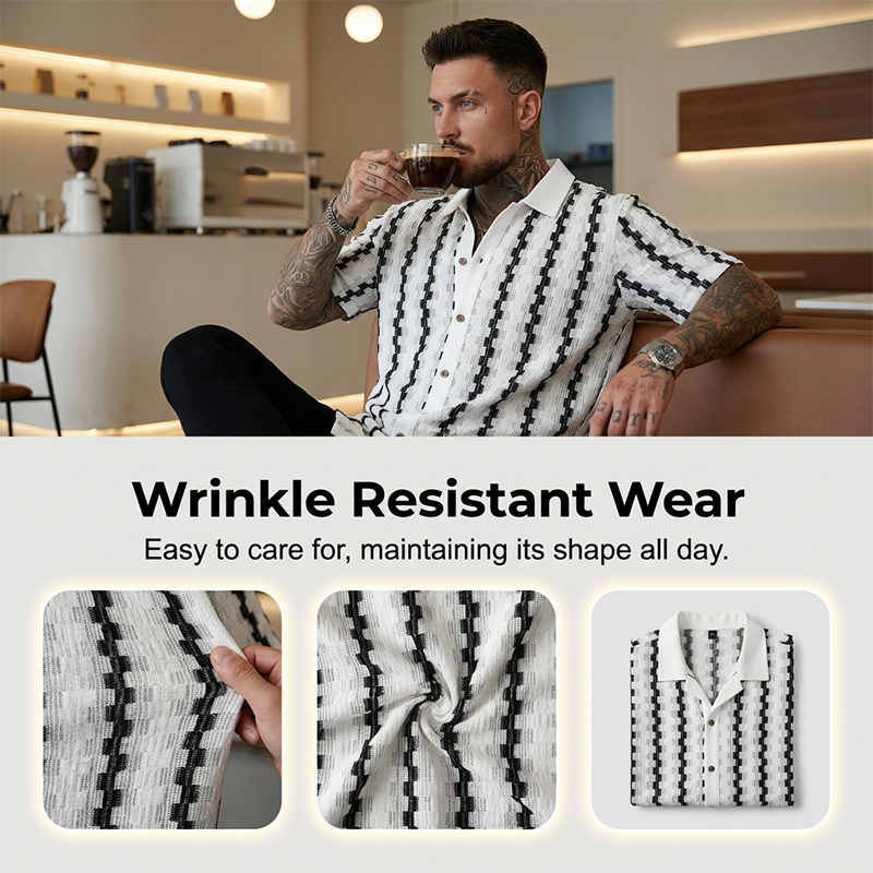 ✨Men's Short Sleeve Retro Geometric Knit Shirt🌿