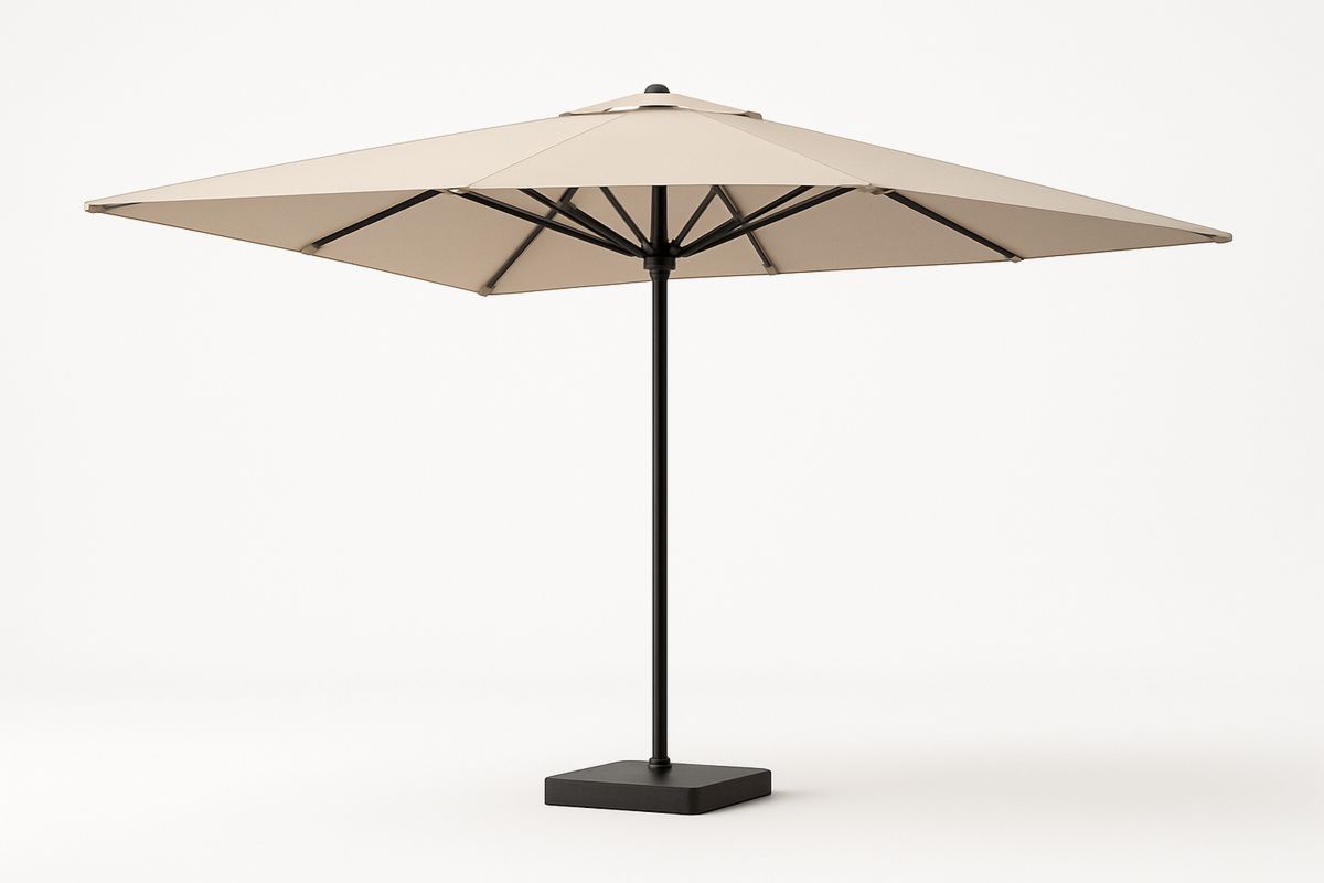 Outdoor Patio Umbrella Beige Polyester Canopy with Metal Frame 3m Diameter-Sandviewsy