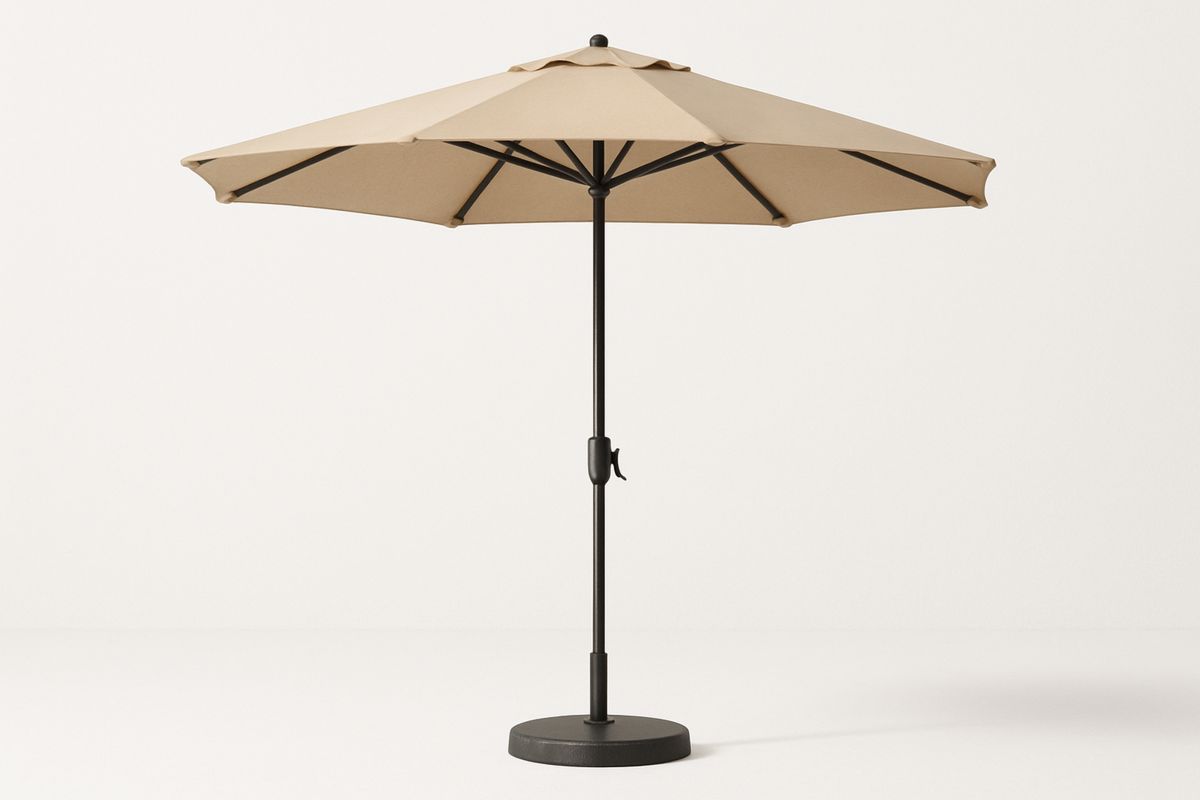 Outdoor Patio Umbrella Beige Polyester Canopy Steel Frame 2.5m-Sandviewsy