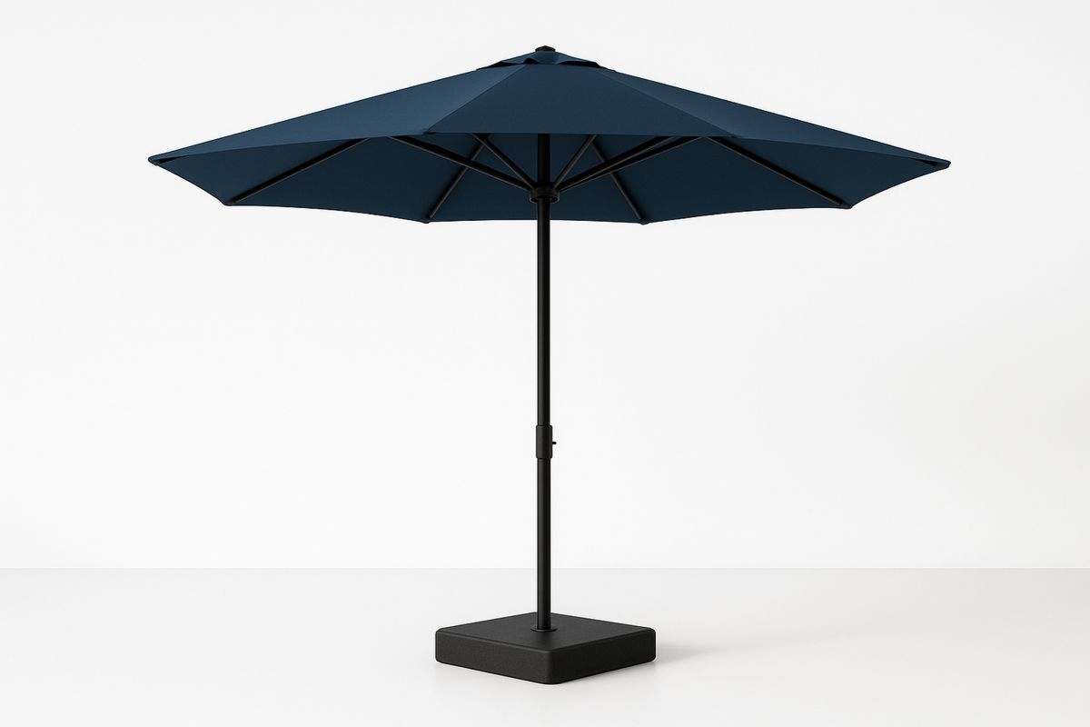 Outdoor Umbrella Navy Polyester Canopy Aluminium Pole Steel Base 270cm-Sandviewsy