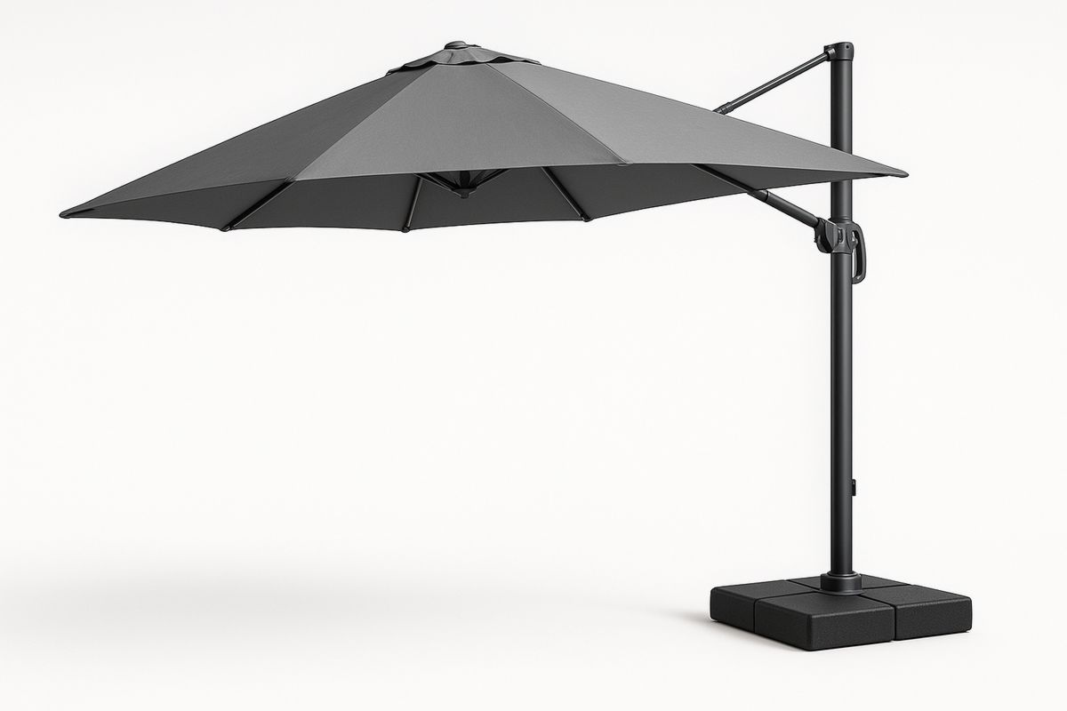 Outdoor Cantilever Umbrella Grey Aluminium Frame with Polyester Canopy 3m-Sandviewsy