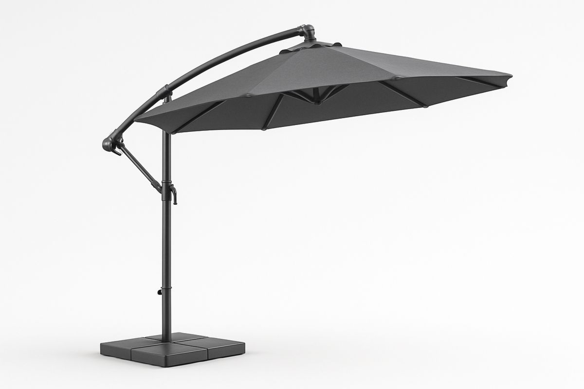 Outdoor Cantilever Umbrella Polyester Fabric Black 300cm Diameter-Sandviewsy