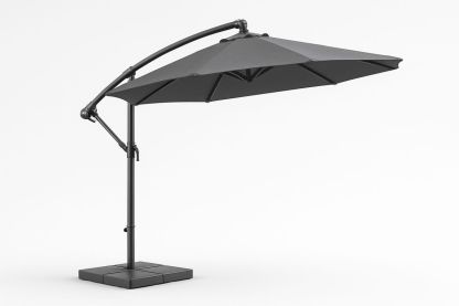 Outdoor Cantilever Umbrella Polyester Fabric Black 300cm Diameter-Sandviewsy