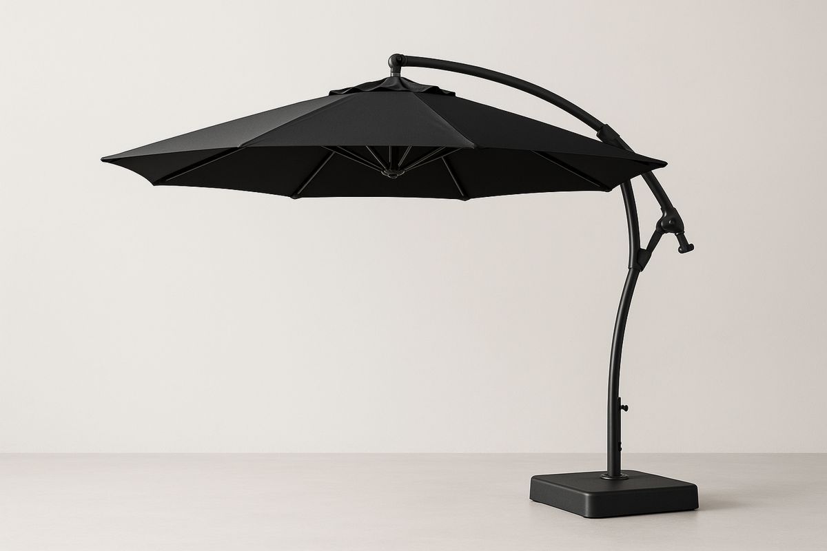 Outdoor Cantilever Umbrella Black Polyester 300cm-Sandviewsy