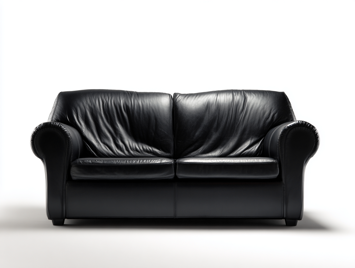 Canapé 2 places en cuir 170x90x85 cm – Noir – Adapté au salon – Style classique-Homelyilo