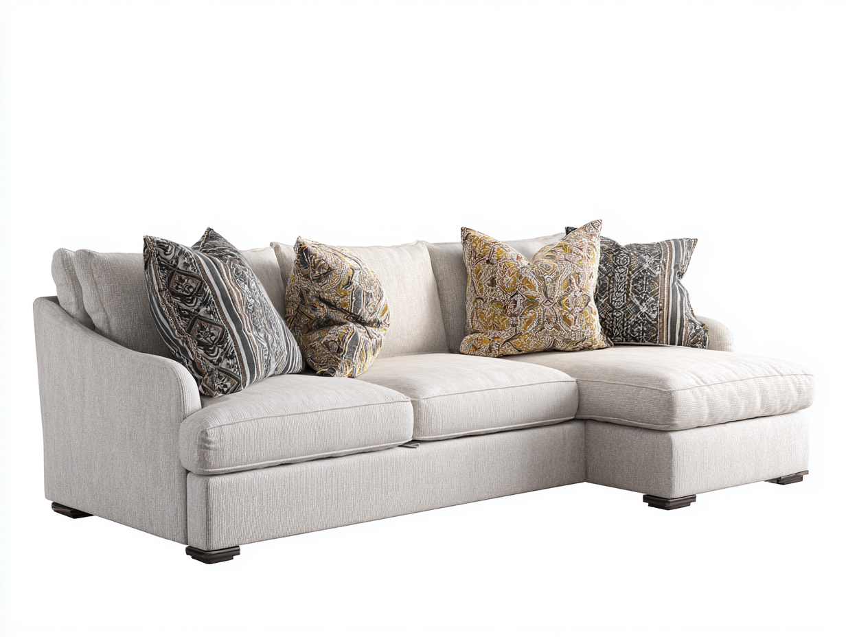 Ecksofa Stoff 285x165x88 cm - beigegrau - für Wohnzimmer - modernes Komfortdesign