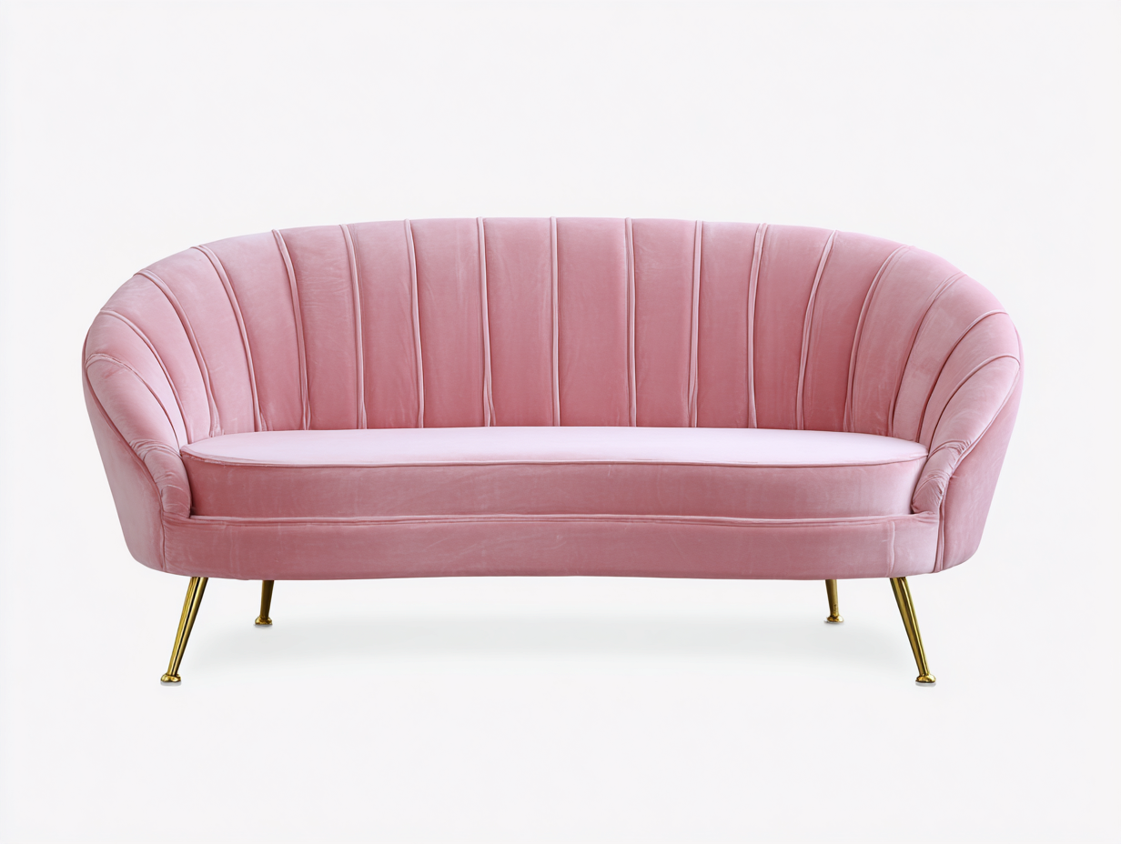 3-Sitzer Sofa Samt 190x80x78 cm - rosa - für Wohnzimmer - eleganter Stil