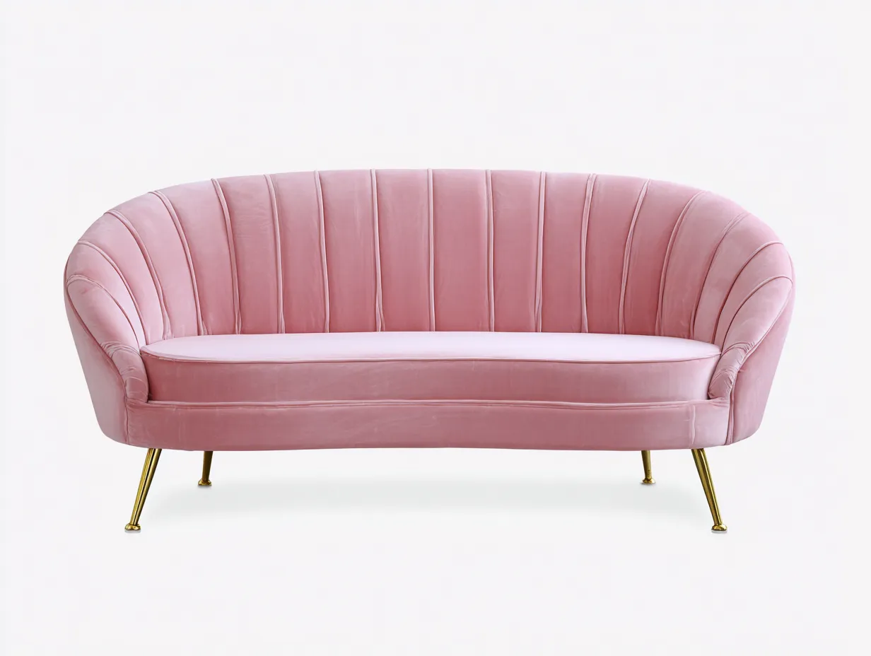 3-Sitzer Sofa Samt 190x80x78 cm - rosa - für Wohnzimmer - eleganter Stil