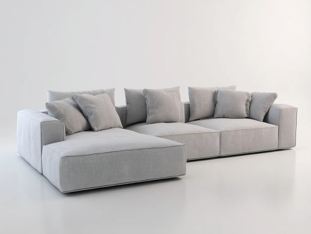 Ecksofa Stoff 320x170x85 cm - hellgrau - für Wohnzimmer - modernes Lounge-Design
