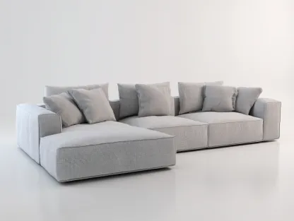 Ecksofa Stoff 320x170x85 cm - hellgrau - für Wohnzimmer - modernes Lounge-Design