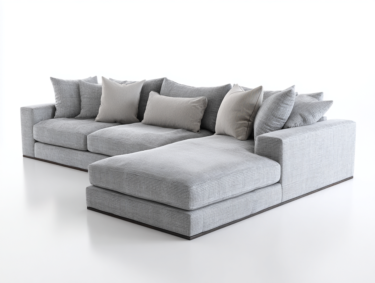 Ecksofa Stoff 300x165x85cm - hellgrau - für Wohnzimmer - modernes Design
