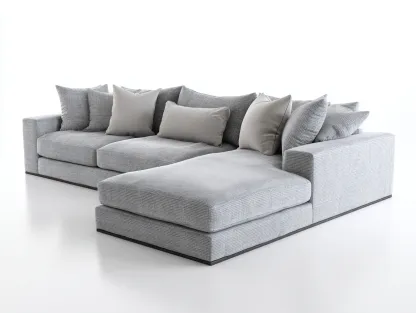 Ecksofa Stoff 300x165x85cm - hellgrau - für Wohnzimmer - modernes Design