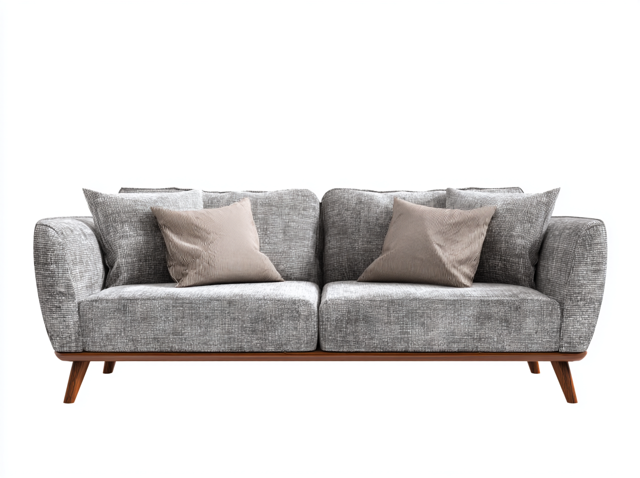 3-Sitzer Sofa Stoff Holz 200x85x78 cm - grau/dunkelbraun - für Wohnzimmer - moderner Stil