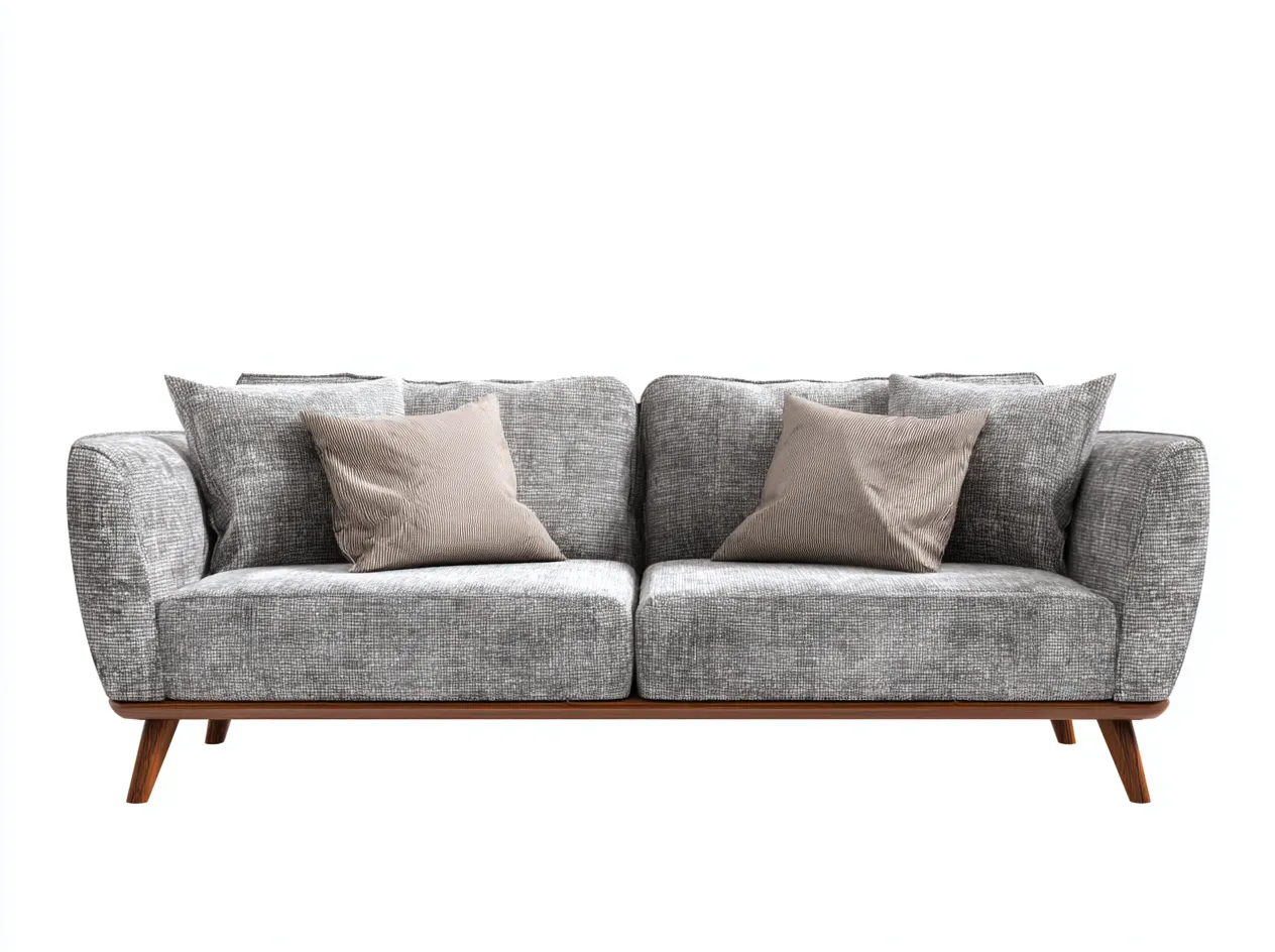 3-Sitzer Sofa Stoff Holz 200x85x78 cm - grau/dunkelbraun - für Wohnzimmer - moderner Stil