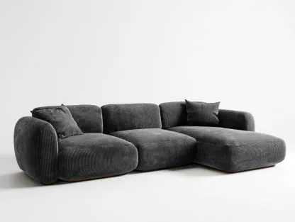 Ecksofa Cordstoff 295x170x78cm - dunkelgrau - für Wohnzimmer - modernes Lounge-Design