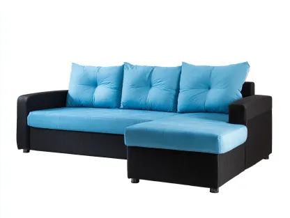 Ecksofa Stoff 260x165x80cm - blau/schwarz - für Wohnzimmer - modernes Komfortdesign