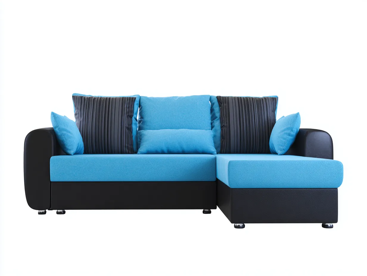 Ecksofa Stoff 260x160x80 cm - blau/schwarz - für Wohnzimmer - modernes Design
