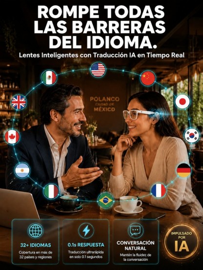 Gafas AI con ajuste inteligente de cambio de color【Traducción en tiempo real con IA + Navegación en RA + Cámara 4K de fibra de carbono】