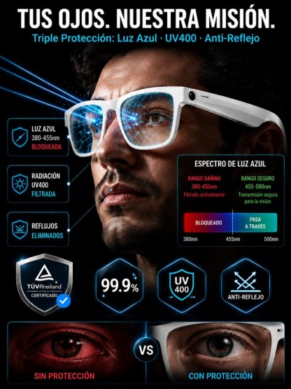 Gafas AI con ajuste inteligente de cambio de color【Traducción en tiempo real con IA + Navegación en RA + Cámara 4K de fibra de carbono】