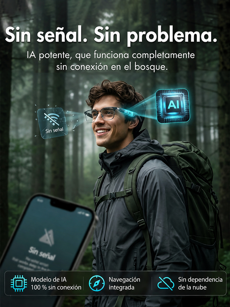 Gafas inteligentes con zoom y cambio de color: Traducción por IA en tiempo real, navegación AR y cámara 4K en fibra de carbono