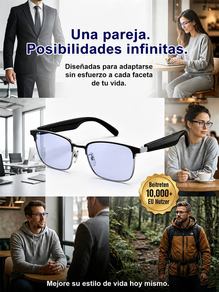 Gafas inteligentes con zoom y cambio de color: Traducción por IA en tiempo real, navegación AR y cámara 4K en fibra de carbono