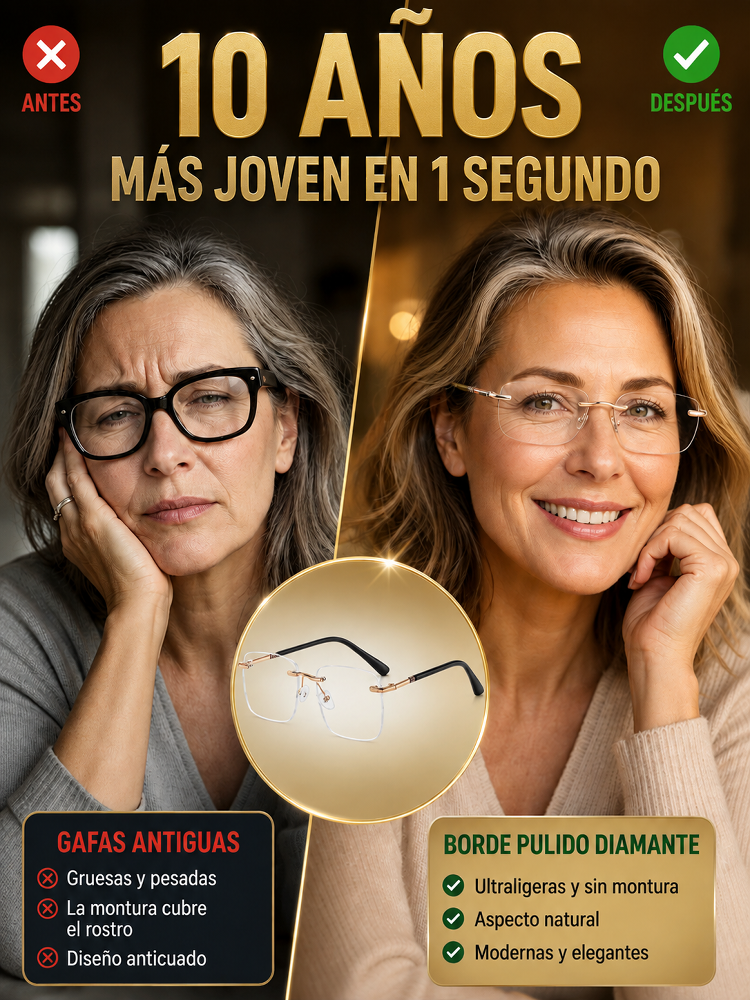 👓 Ajuste en tiempo real – ¡Sin necesidad de cambiar de micas! Gafas de lectura sin montura con corte de diamante y protección contra luz azul - Selección de marca