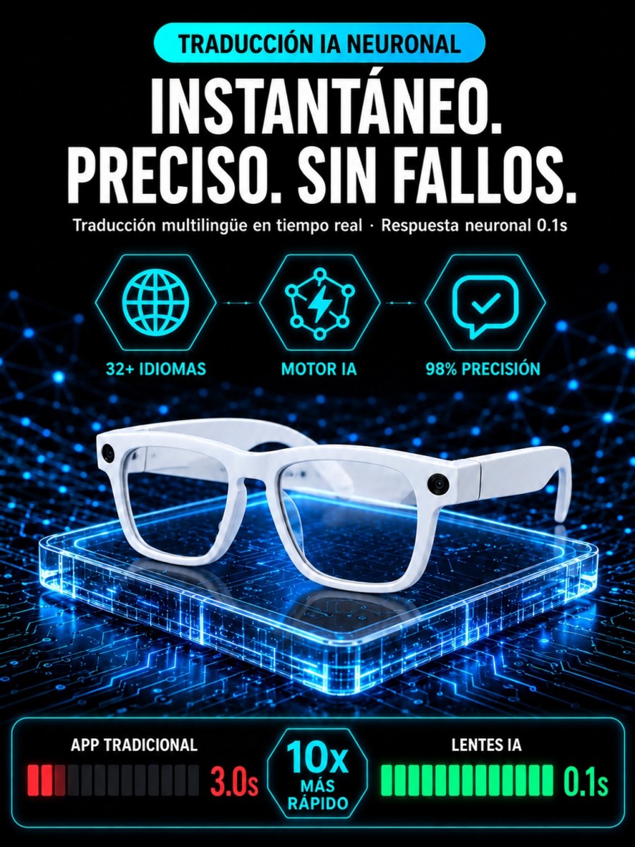 Gafas AI con ajuste inteligente de cambio de color【Traducción en tiempo real con IA + Navegación en RA + Cámara 4K de fibra de carbono】