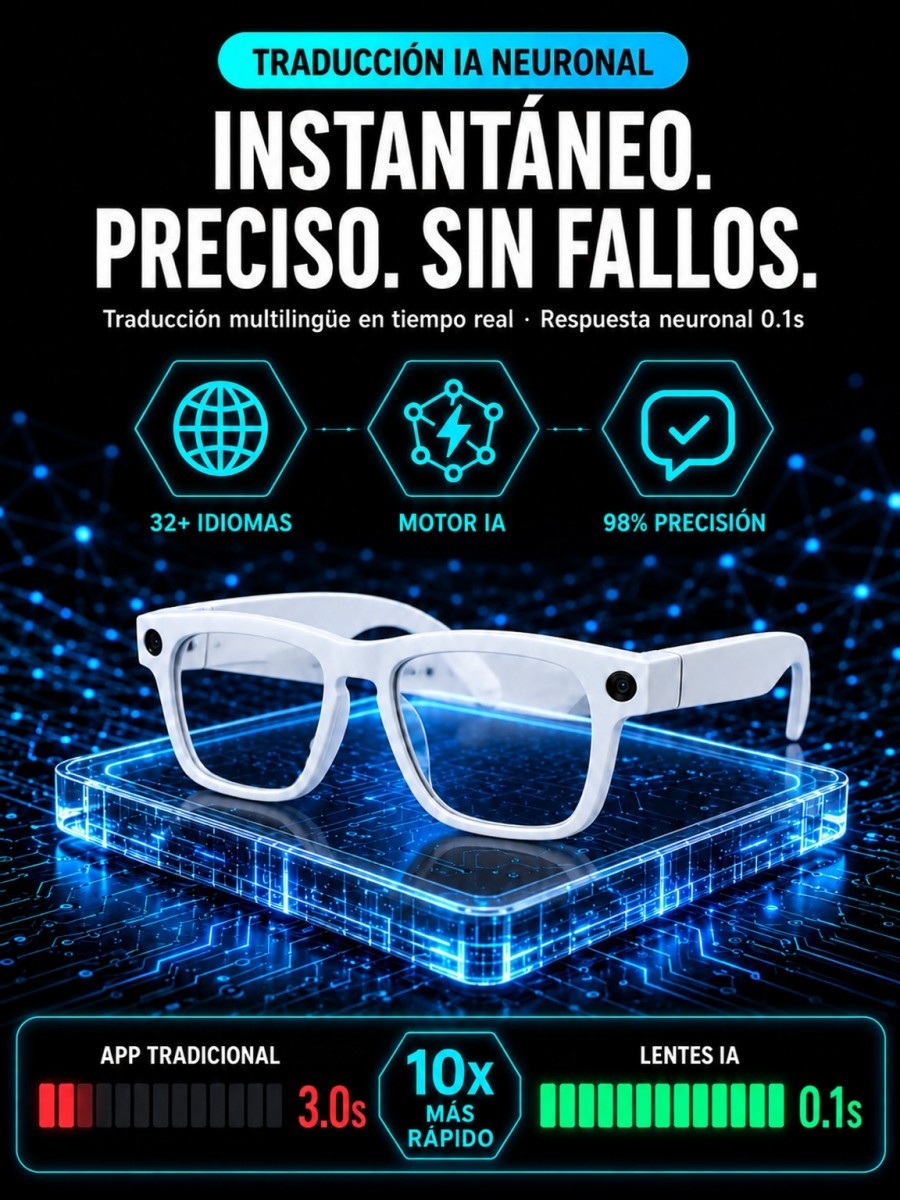 Gafas AI con ajuste inteligente de cambio de color【Traducción en tiempo real con IA + Navegación en RA + Cámara 4K de fibra de carbono】