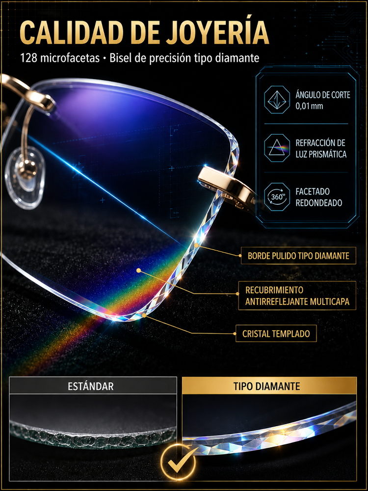 👓 Ajuste en tiempo real – ¡Sin necesidad de cambiar de micas! Gafas de lectura sin montura con corte de diamante y protección contra luz azul - Selección de marca