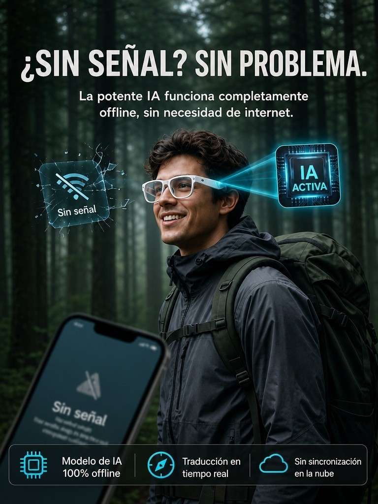 Gafas AI con ajuste inteligente de cambio de color【Traducción en tiempo real con IA + Navegación en RA + Cámara 4K de fibra de carbono】