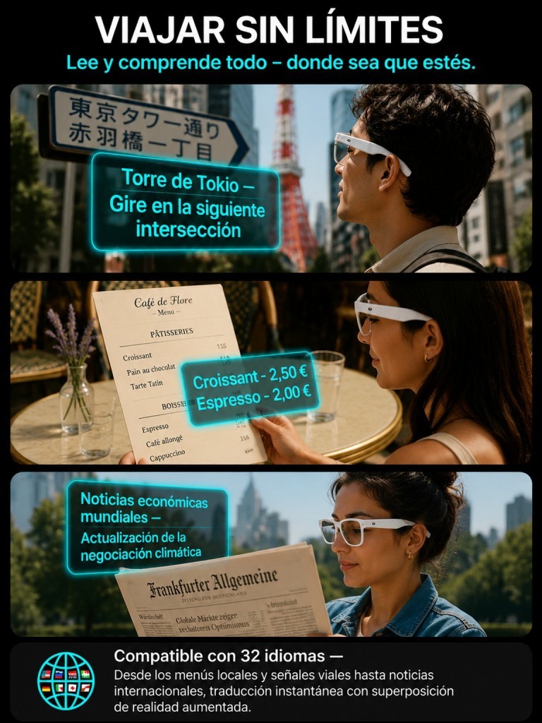 Gafas AI con ajuste inteligente de cambio de color【Traducción en tiempo real con IA + Navegación en RA + Cámara 4K de fibra de carbono】