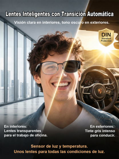 Gafas inteligentes con zoom y cambio de color: Traducción por IA en tiempo real, navegación AR y cámara 4K en fibra de carbono