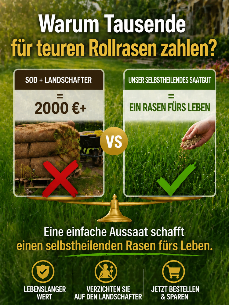 Premium Vier-Jahreszeiten Rasensamen (7 Tage 99% Keimung) – Selbstheilend & Dicht