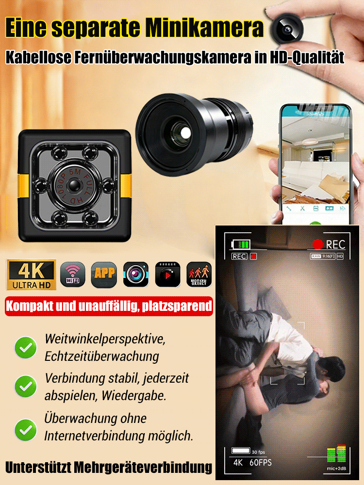 【3 Millionen Ultra-HD】Drahtlose Fernüberwachungskamera