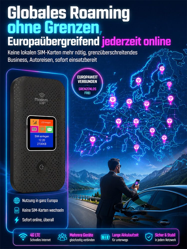 Universal Tragbares WLAN ohne SIM – Einmal zahlen, lebenslang frei surfen (-50% Rabatt)