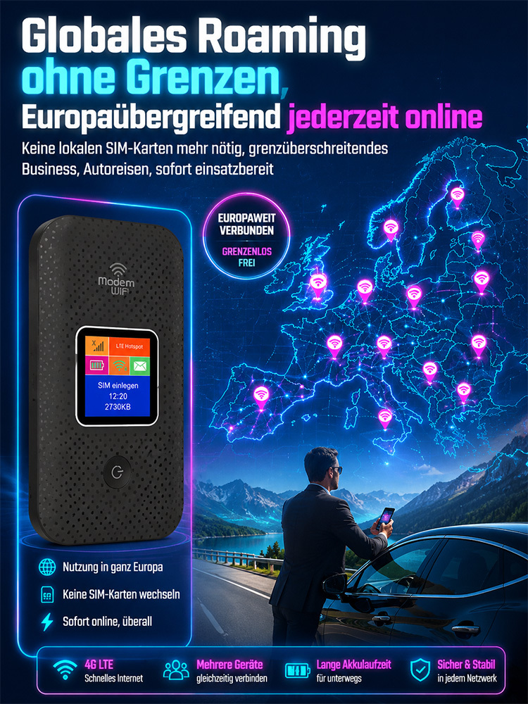 Universal Tragbares WLAN ohne SIM – Einmal zahlen, lebenslang frei surfen (-50% Rabatt)
