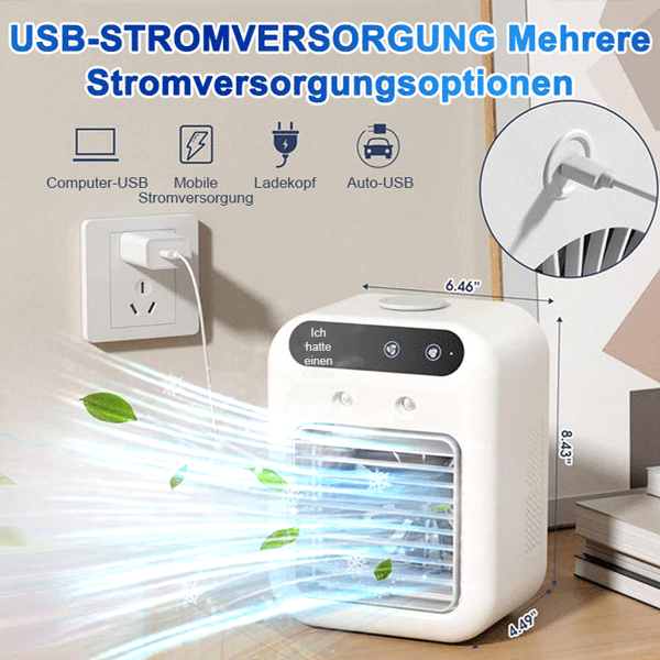 Personal Space Cooler: Tragbarer USB Ventilator mit Kühl- und Entfeuchtungsfunktion (3 Geschwindigkeiten)