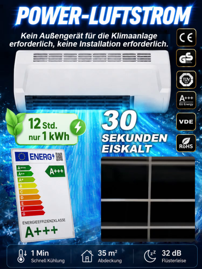 3-in-1 Eco Wand-Klimagerät | Kühlen & Heizen in 3 Minuten (für Räume bis 35m²)