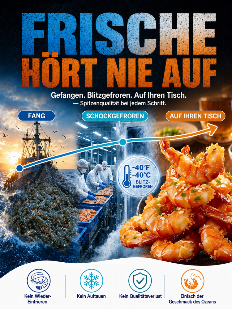 🔥 Verzehrfertige Premium Wildfang Goldene Garnelen | High-Protein & Ohne Reue & Michelin-Geschmack