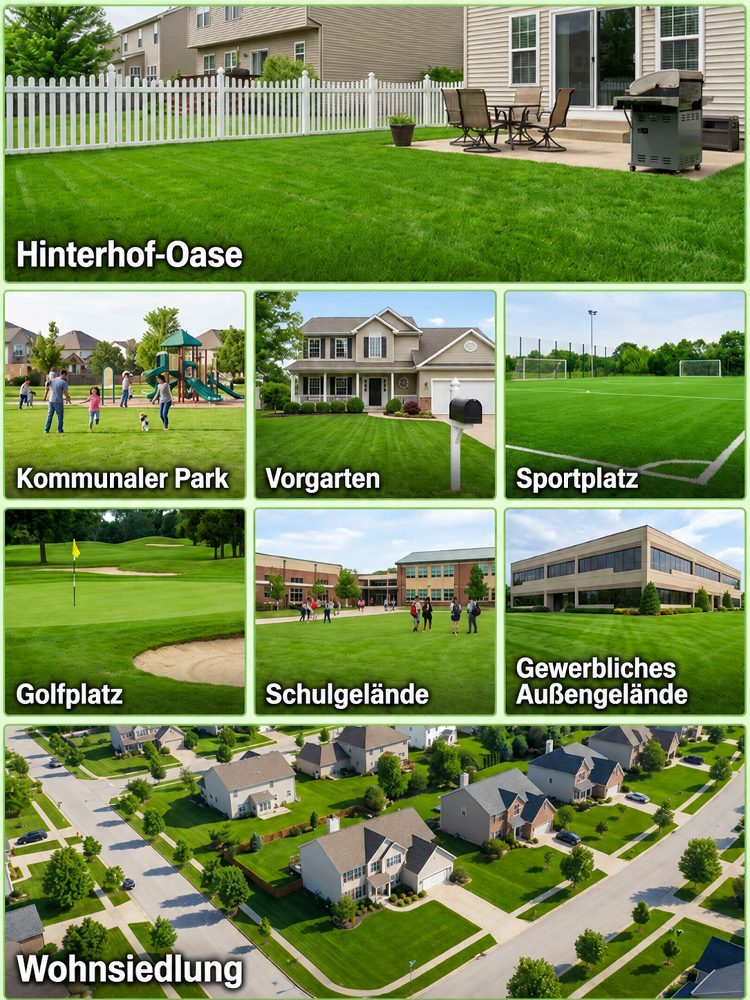 Premium Vier-Jahreszeiten Rasensamen (7 Tage 99% Keimung) – Selbstheilend & Dicht
